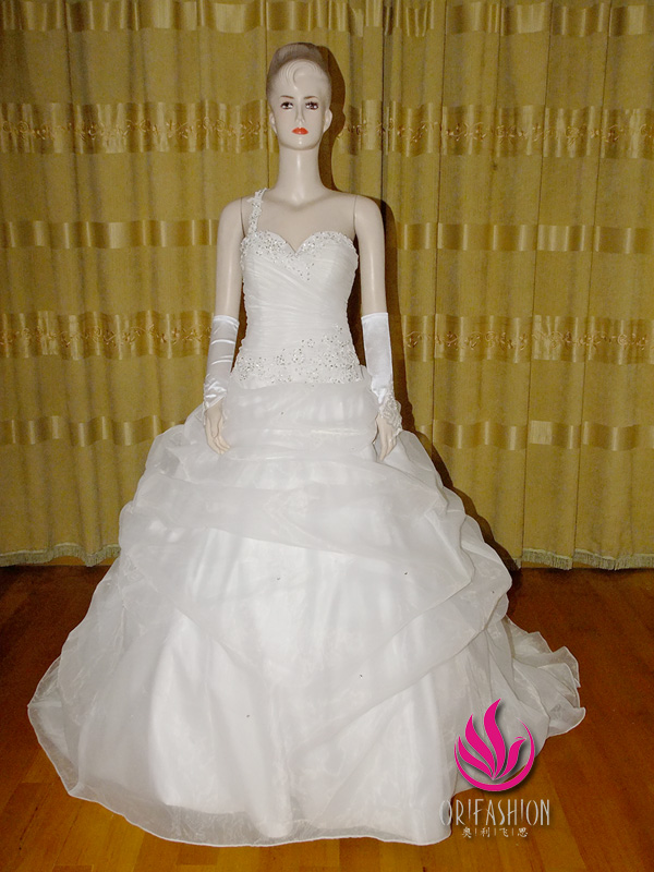 Orifashion Handmade Unique One-shoulder Wedding Dress